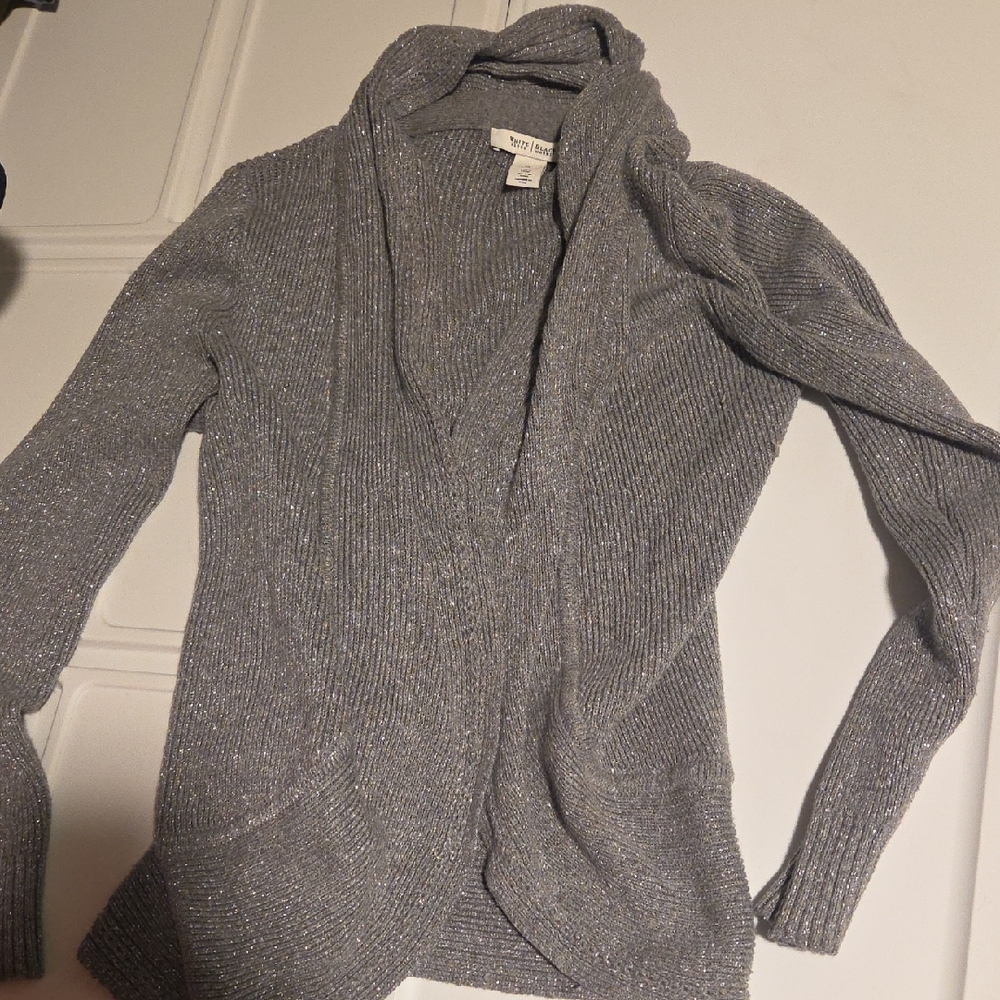 White House Black Market Silver Cardigan